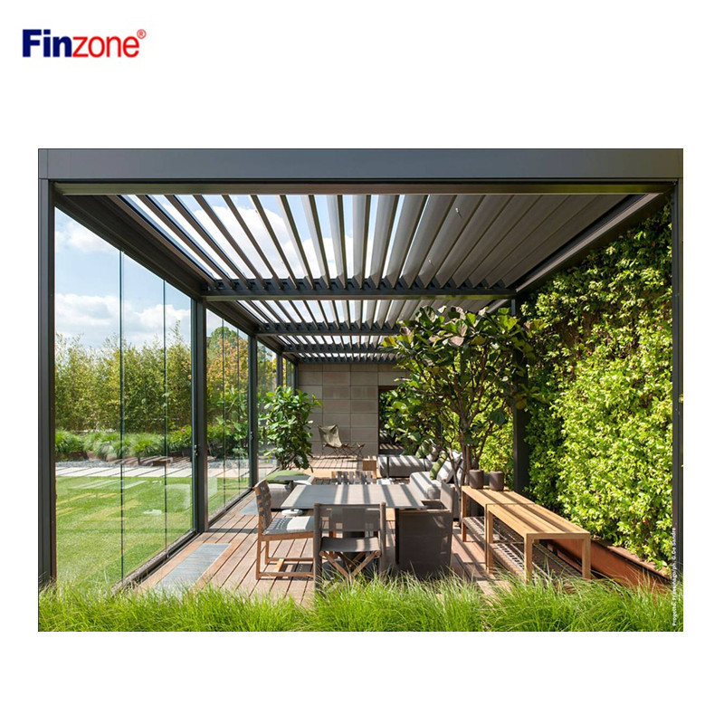 customized outdoor motorized gazebo with adjustable louver aluminum electric pergola