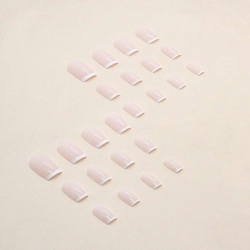 nail supply HOT selling white INS false Nail Art Long square Press On Nails simple style french fingernail DIY line