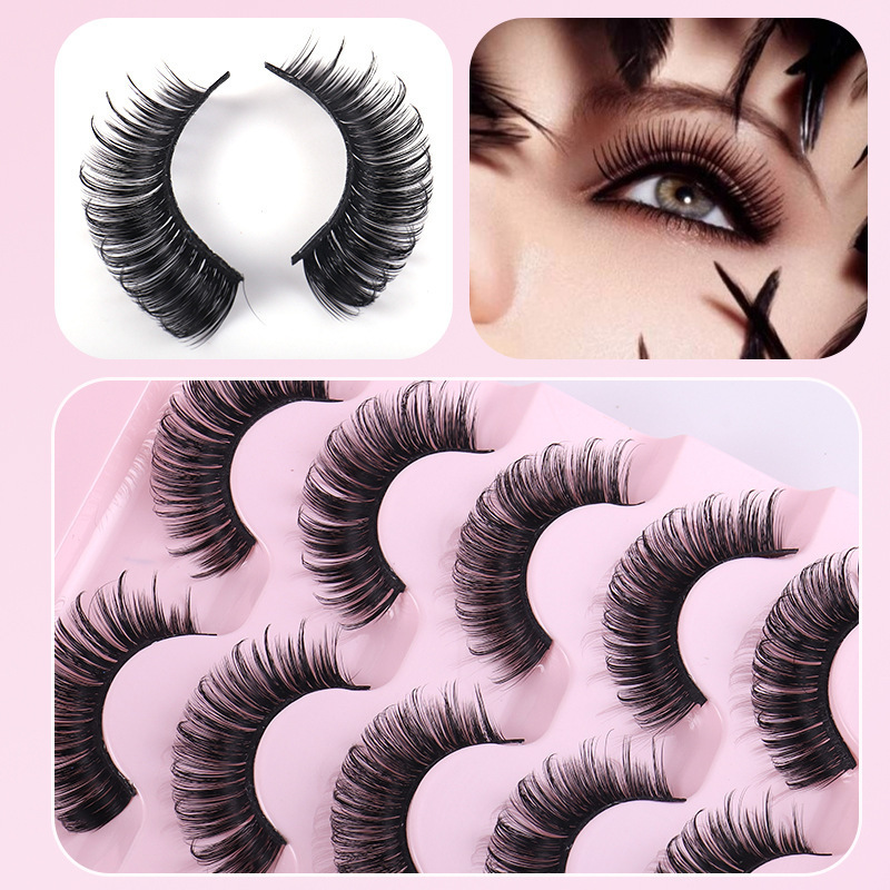 sets of natural air hand made eyelashes wholesale 5 pairs Russian 25mm false lash 3d faux mink eyelashes curler small eye