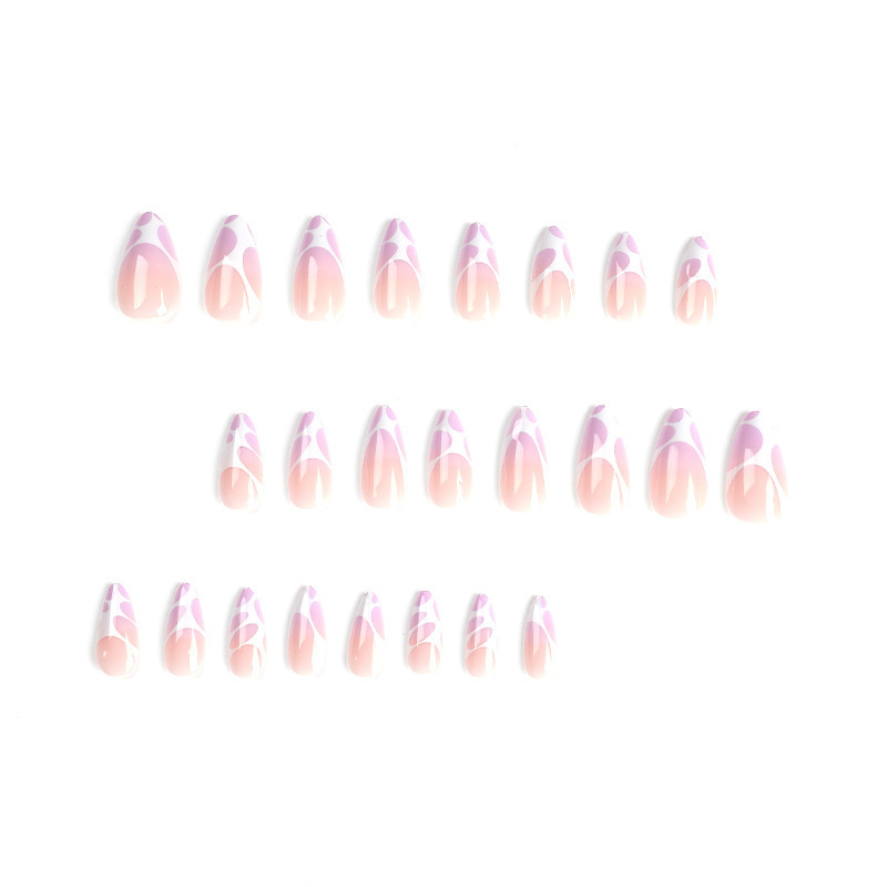 artificial fingernails handmade almond nails press on high quality purple french white graffiti press on nails medium length