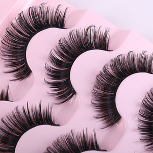 sets of natural air hand made eyelashes wholesale 5 pairs Russian 25mm false lash 3d faux mink eyelashes curler small eye