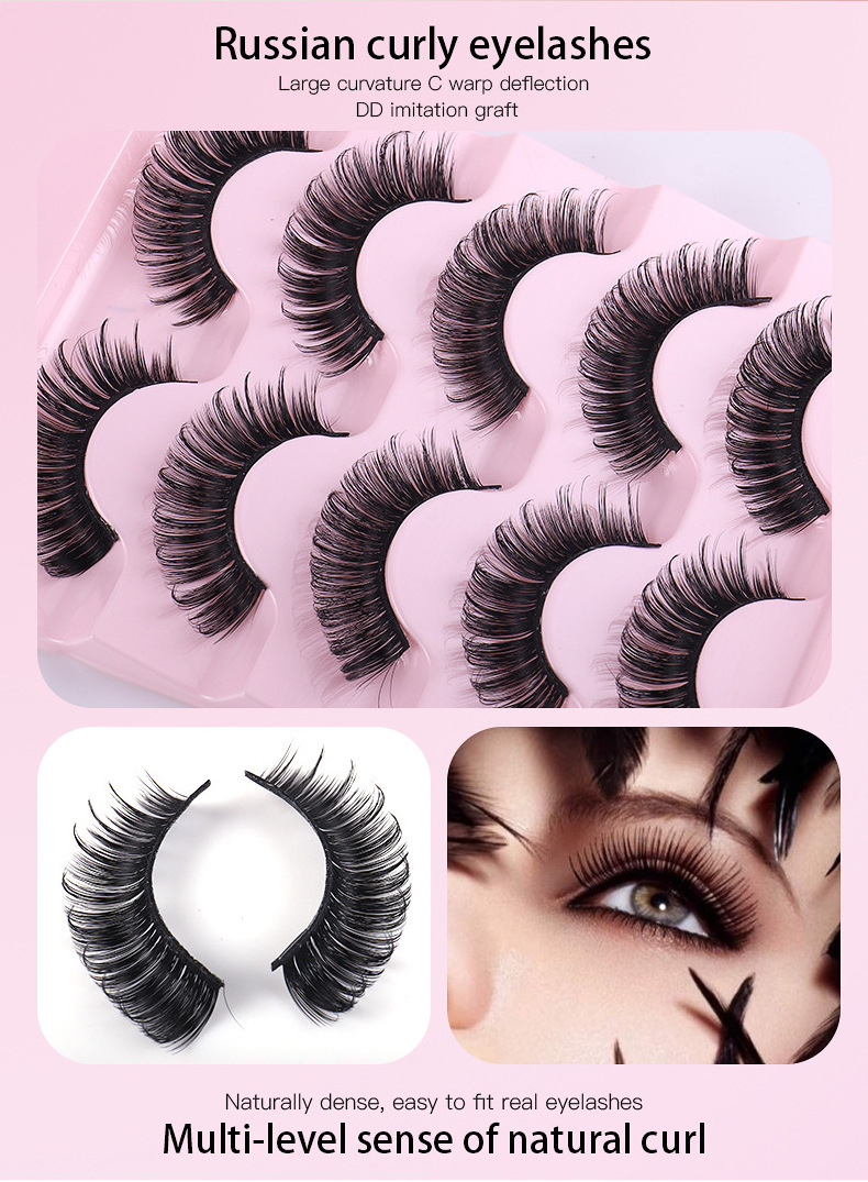 sets of natural air hand made eyelashes wholesale 5 pairs Russian 25mm false lash 3d faux mink eyelashes curler small eye