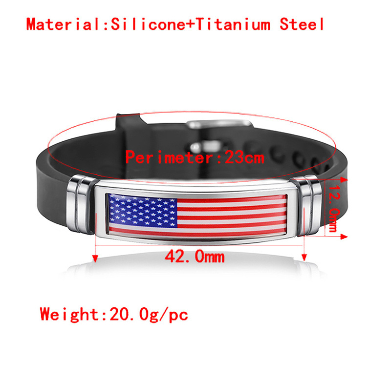 Custom American Spain Flag Bracelet Epoxy Flags Stainless Steel Silicone Bracelets For Men Women