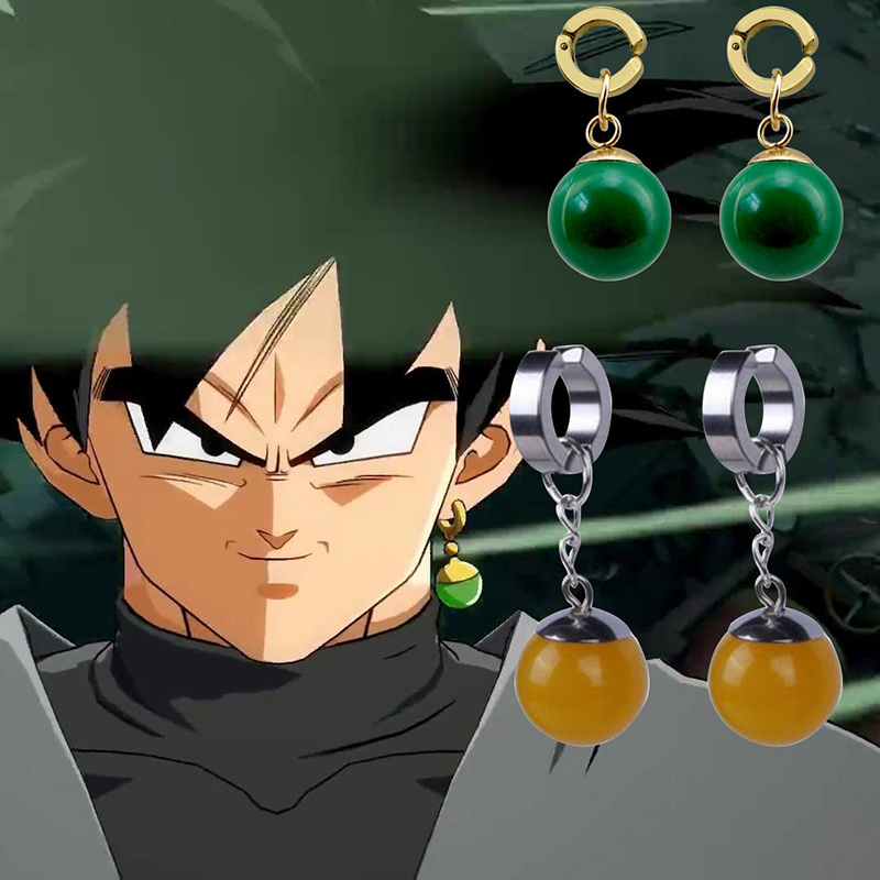 Anime Cartoon Vegetto Potara Ball Earrings Black Son Goku Zamasu Z Fusion Earrings Cosplay Jewelry