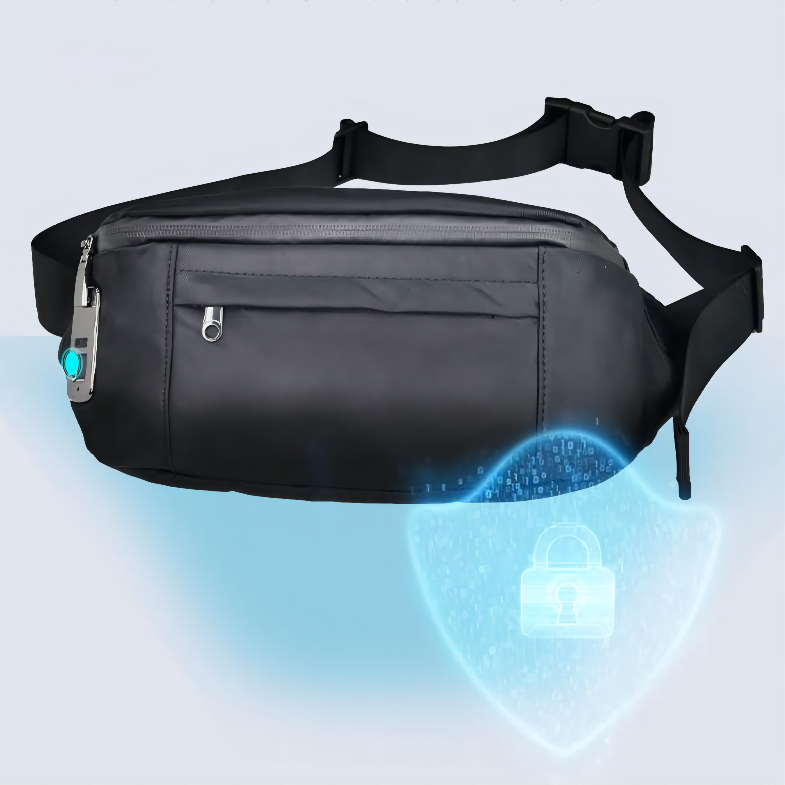 Fingerprint Lock Waterproof  Men Cross body Shoulder Chest Bags Security Anti Theft Odor Carbon Lined Smell Proof Bag With Lock