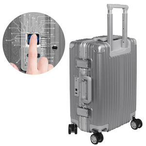 Fingerprint Lock Smart travelling luggage PC aluminum carry on travel bags TSA custom smart luggage suitcase