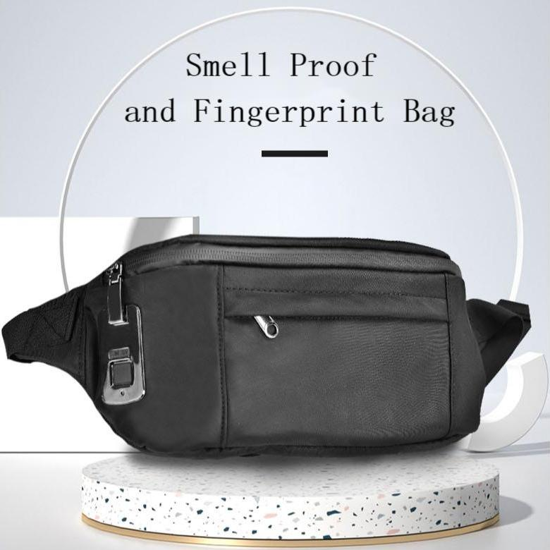 Fingerprint Lock Waterproof  Men Cross body Shoulder Chest Bags Security Anti Theft Odor Carbon Lined Smell Proof Bag With Lock