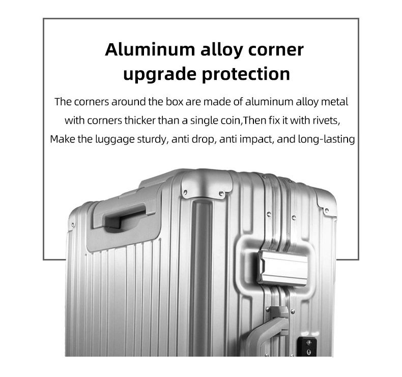 Aluminum frame Fingerprint Lock Professional TSA lock Travel Suitcase Custom Design Luggage