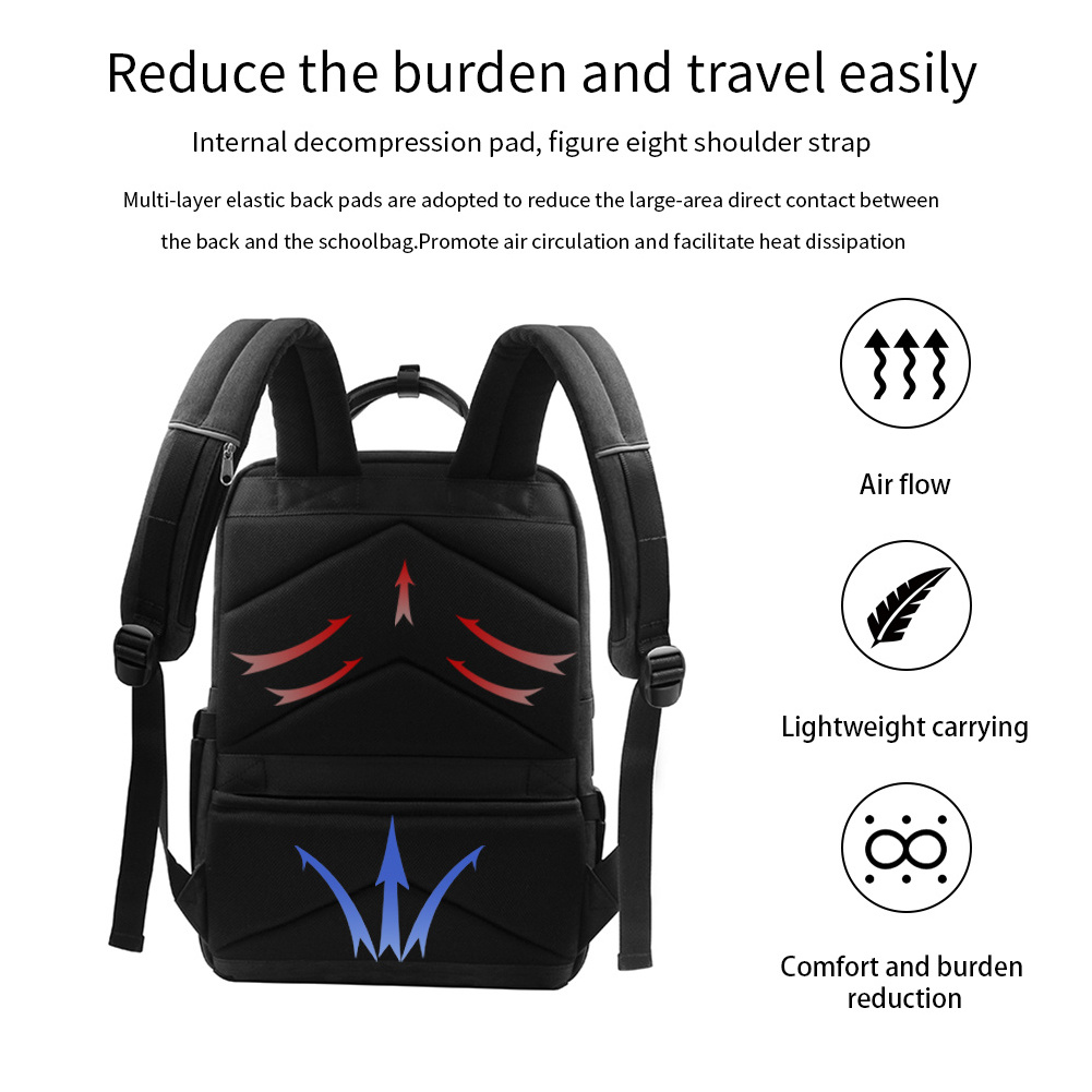 Fingerprint Lock Waterproof Outdoor Anti Theft USB Chargeable Bio lock backpack Laptop business backpack