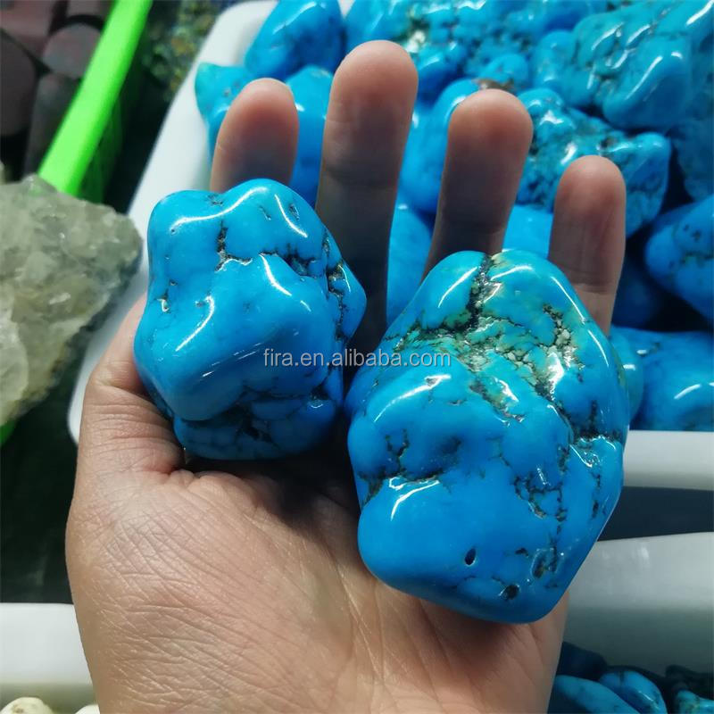 High Quality Natural Blue Turquoise Stone Crystal Healing Polished Stone Turquoise Crystal Tumbled Stone