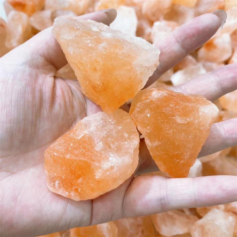 High Quality Himalaya Orange Salt Rough Stone Ice Feeling Beautiful Himalaya Salt Raw Aromatherapy Stone For Decoration