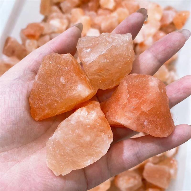 High Quality Himalaya Orange Salt Rough Stone Ice Feeling Beautiful Himalaya Salt Raw Aromatherapy Stone For Decoration