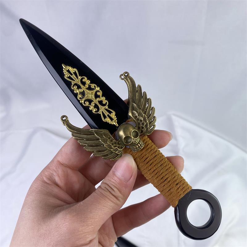 Wholesale natural high quality energy obsidian wings sword carvings healing black polished crystal dagger for gifts decoration