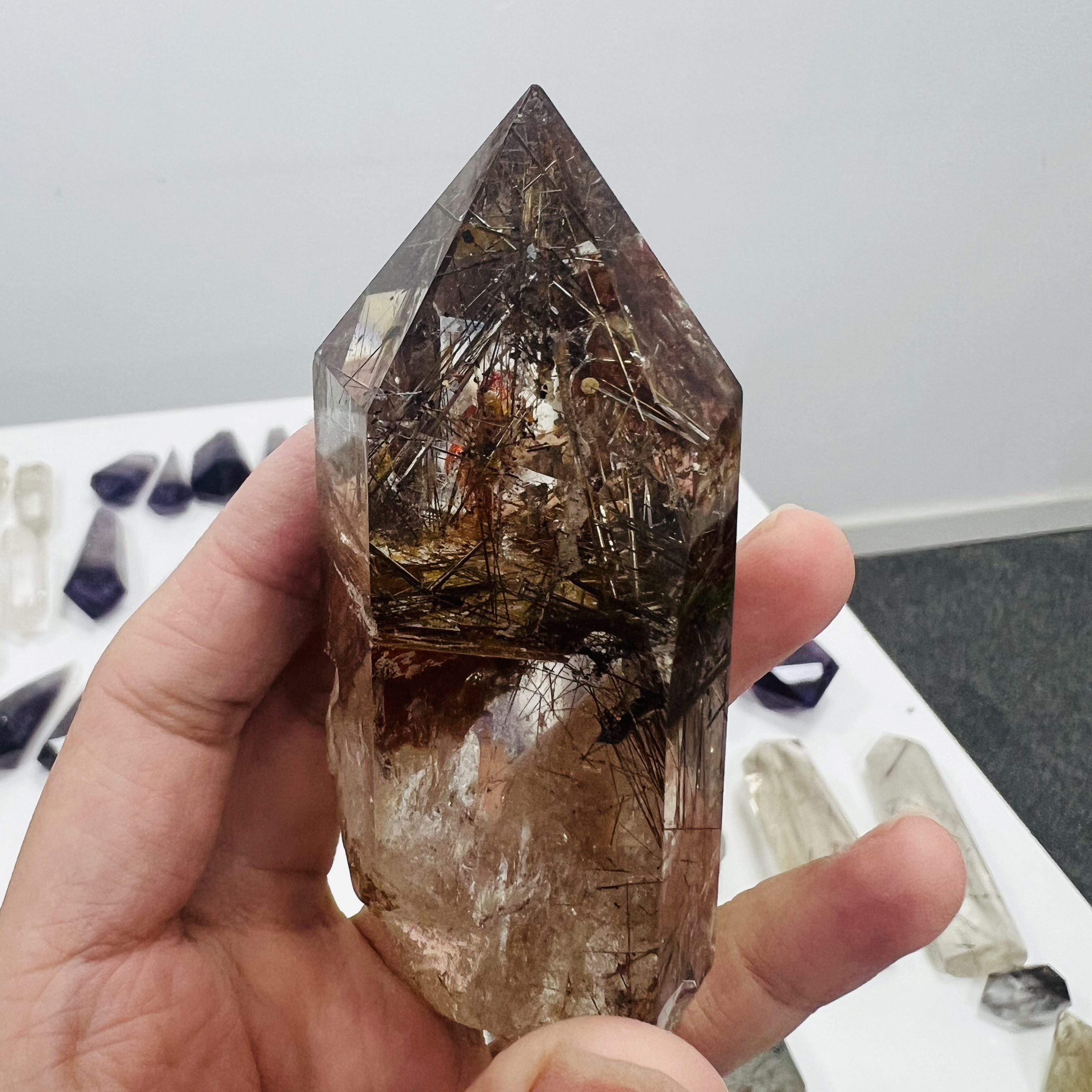 Natural Rock Quartz Rutile Crystal Points Rutilated Quartz Crystal Tower