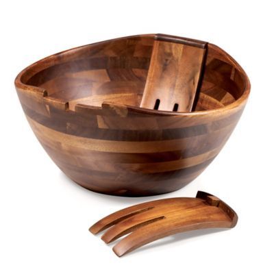 square salad bowl Wholesale High Quality Large Acacia Wood Wave Serving Bowl For Fruits Salads bowls