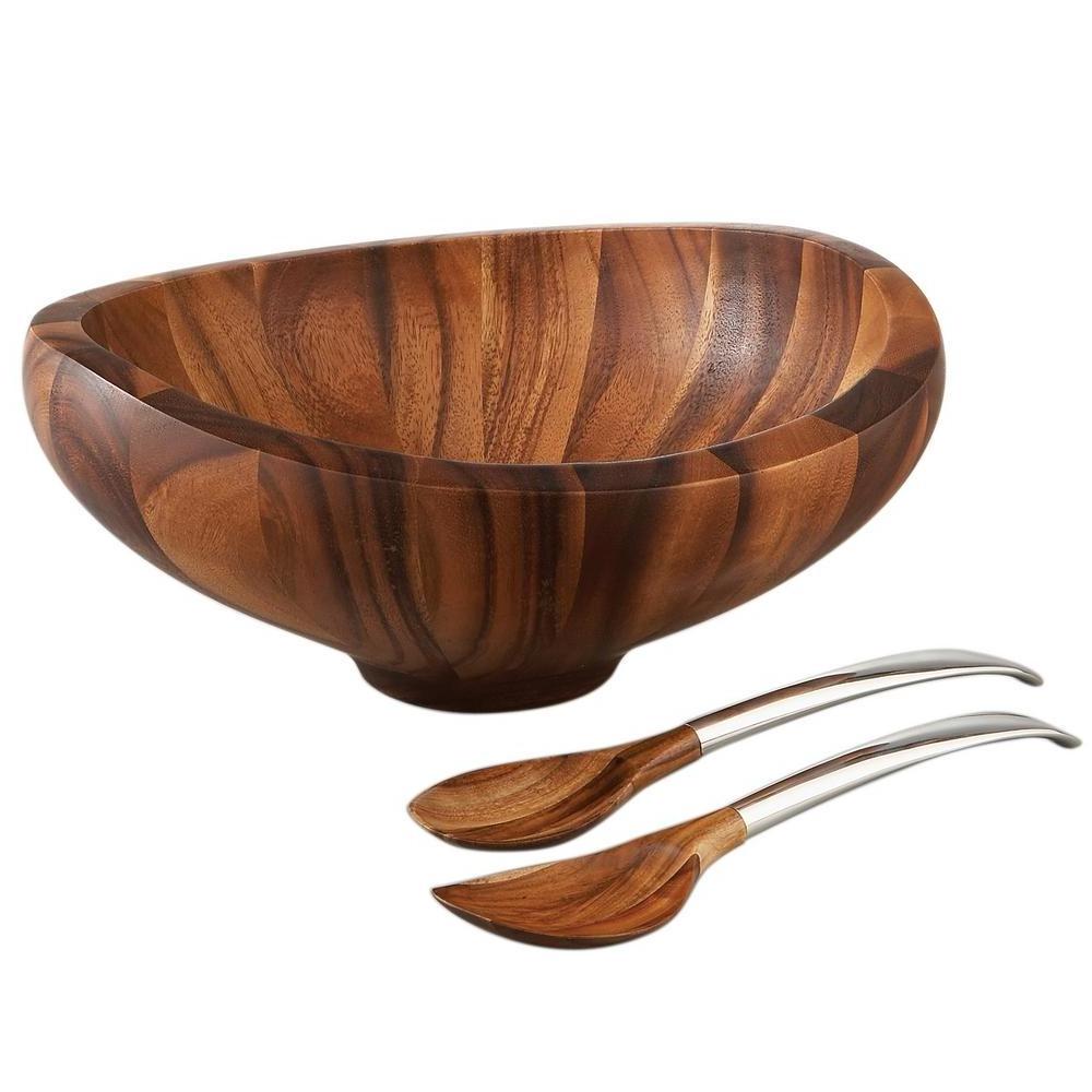 square salad bowl Wholesale High Quality Large Acacia Wood Wave Serving Bowl For Fruits Salads bowls