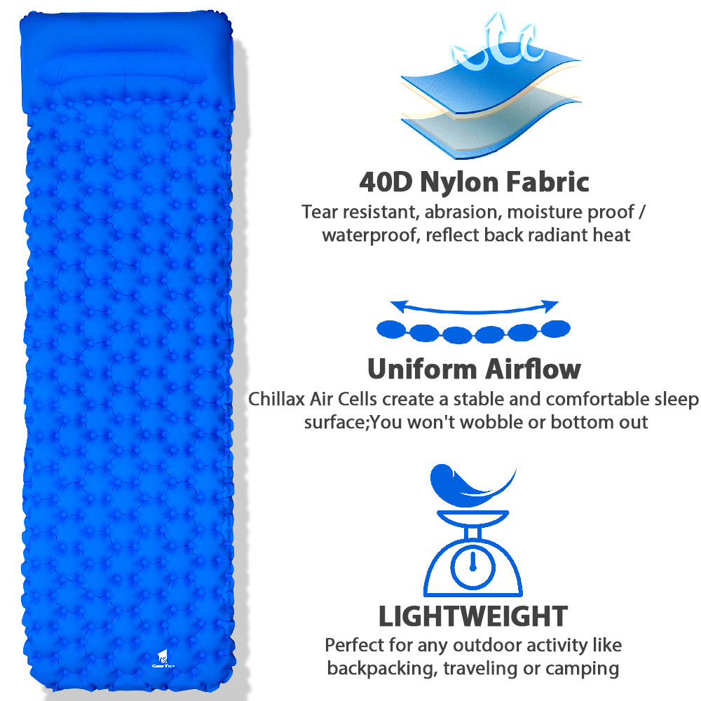 Inflatable Air Bed Outdoor Portable Sleeping Pad Camping Mat Air Mattress with Air Pillows Universal