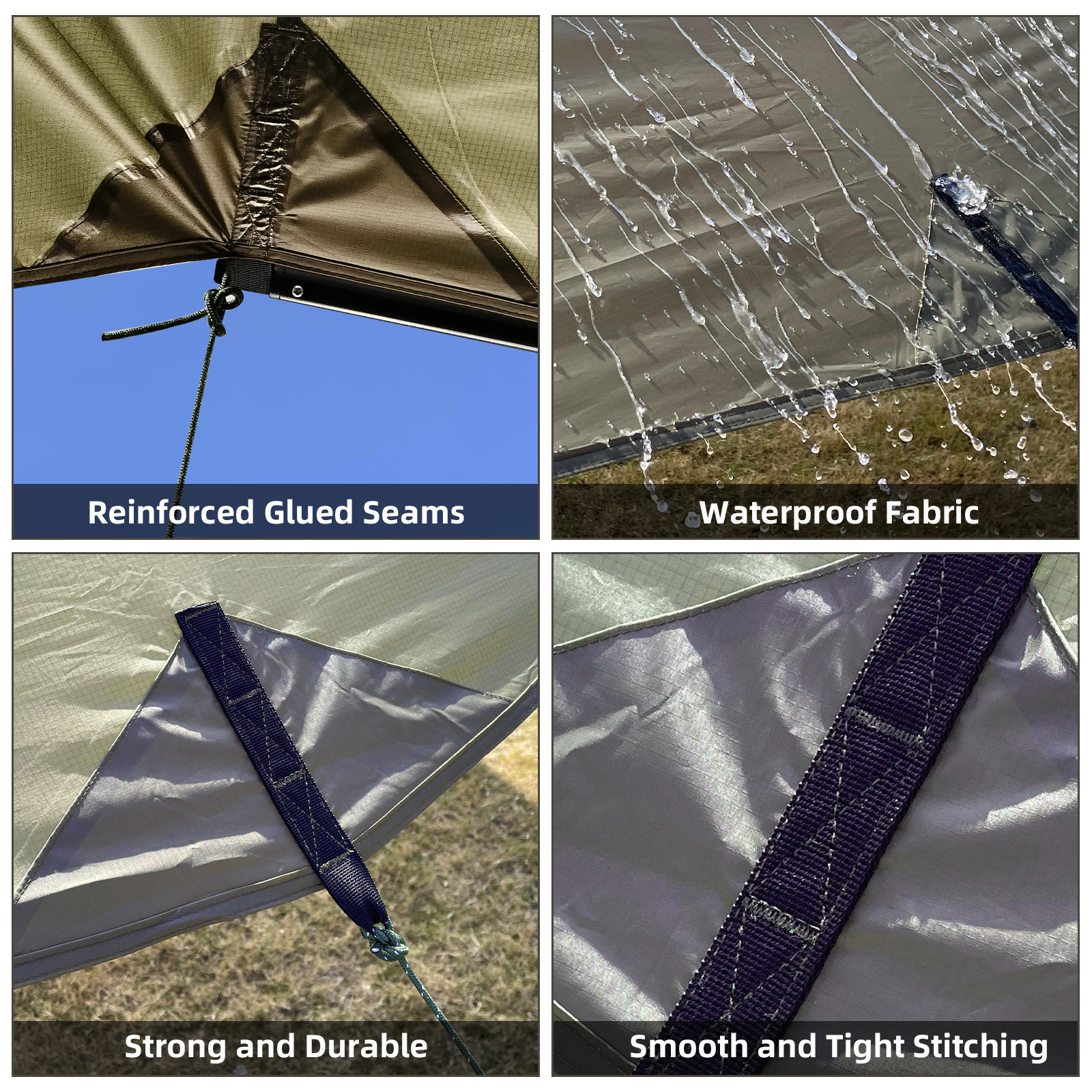 Camping Tarp with Pole Lightweight Waterproof Hammock Rainfly Anti-UV Waterproof Outdoor Tent