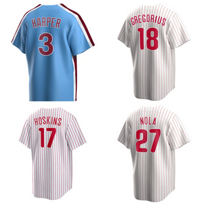 Best quality American Baseball Men's jersey American Baseball uniform #3 Harper #18 Gregorius #17 Hoskins #27 Nola