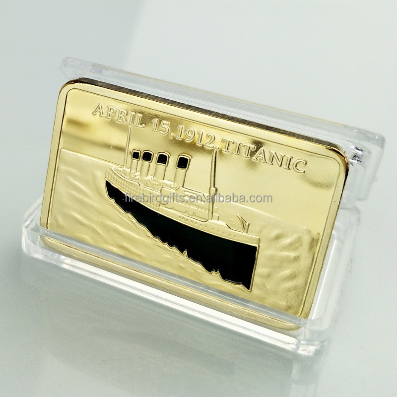 Commemorative in memory of the victims Titanic ship 1912 voyage 24k pure gold bards 1 gram silver coins bullion