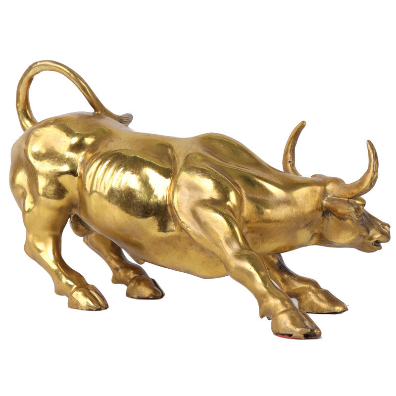 souvenir brass bronze desk decoration small wall street Charging bull sculpture figurine statue