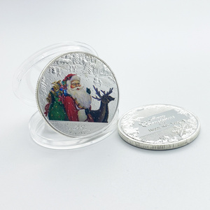 custom Gold Plated Happy Holidays Merry Christmas Santa Claus wishing coin