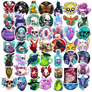 50pcs/bag  hot selling personality Pharmacist  head bone stickers cross border  Horror head bone apothecary pharmacist stickers