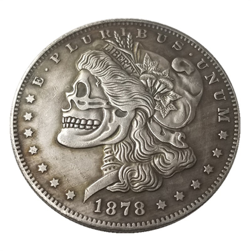 custom metal Not magnetic brass copper memento mori morgan dallor coin reproduction yes no skull skeleton Hobo Nickel coin