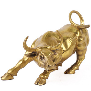 souvenir brass bronze desk decoration small wall street Charging bull sculpture figurine statue