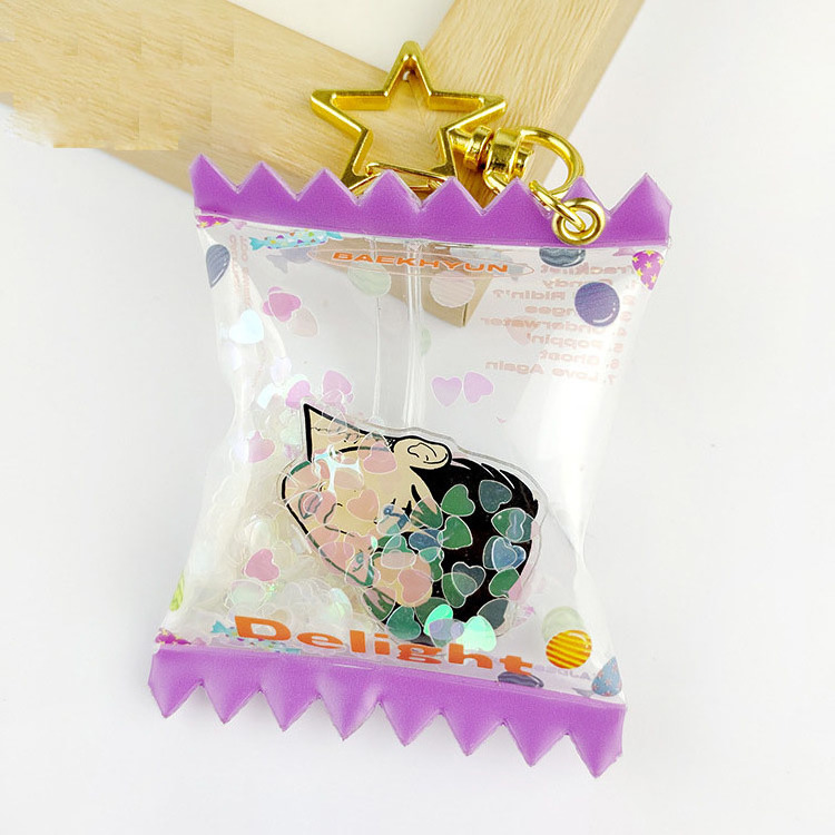 custom cartoon anime transparent candy bag acrylic keychain charms