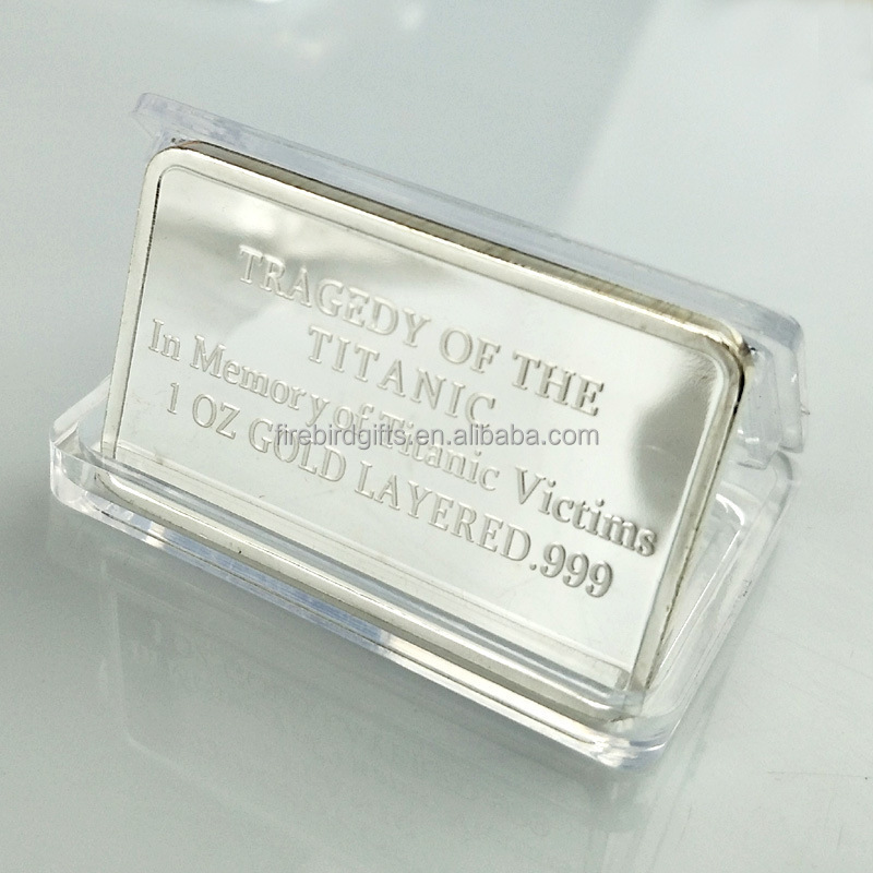 Commemorative in memory of the victims Titanic ship 1912 voyage 24k pure gold bards 1 gram silver coins bullion