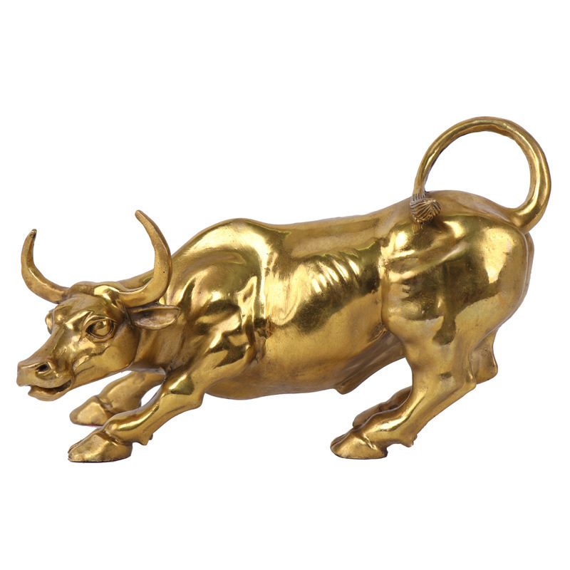 souvenir brass bronze desk decoration small wall street Charging bull sculpture figurine statue