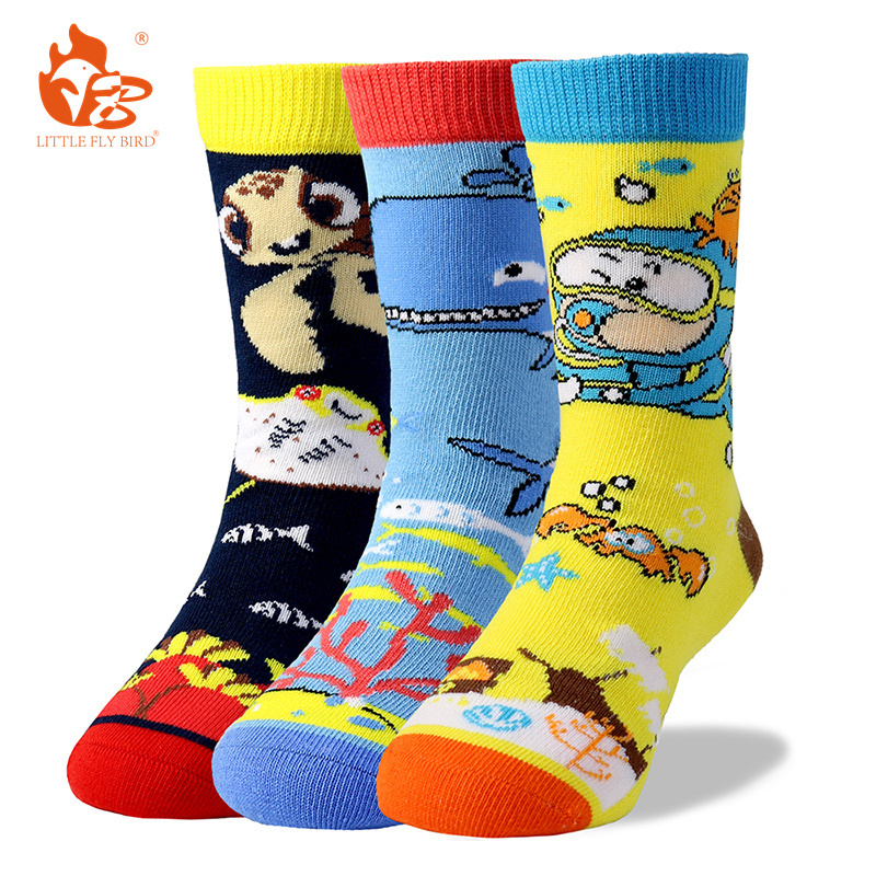 Little Fly Bird High quality new style custom logo  cotton socks boys and girls socks for kids Spring and Autumn baby socks