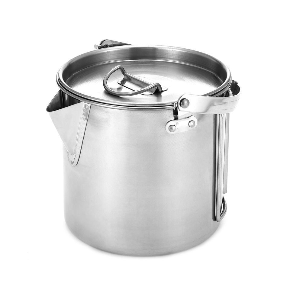 1.2L Foldable Handle Hiking Pot Stainless Steel Camping Coffee Kettle for Camping Picnic