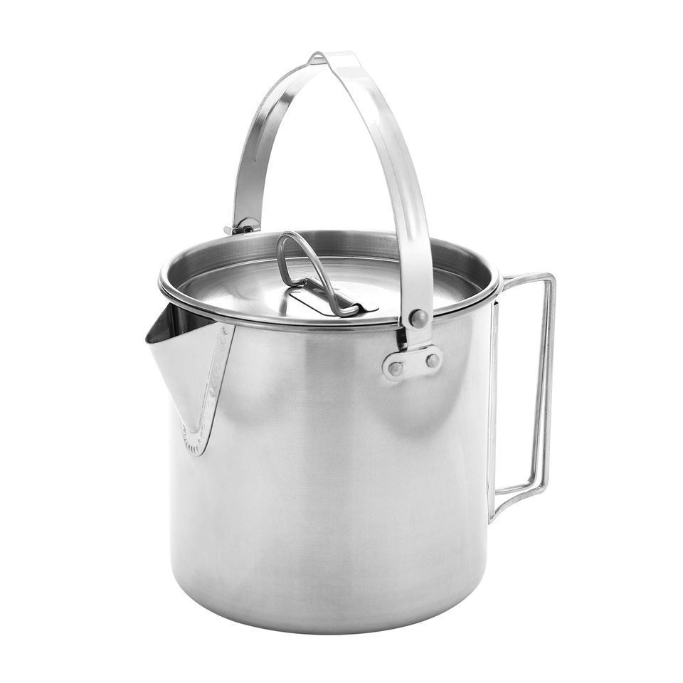 1.2L Foldable Handle Hiking Pot Stainless Steel Camping Coffee Kettle for Camping Picnic