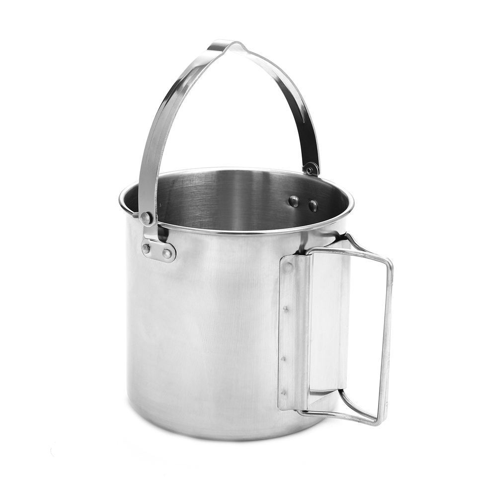 1.2L Foldable Handle Hiking Pot Stainless Steel Camping Coffee Kettle for Camping Picnic