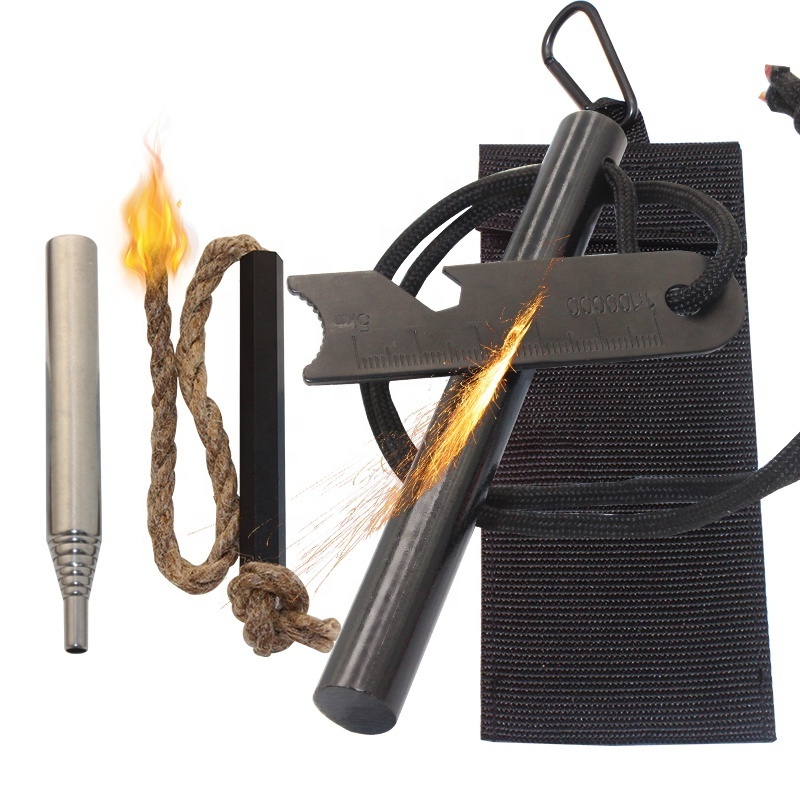 Other Camping Accessories Ferro Rod Firelighter Kit Survival Fire Starter with Fire Blower Tinder