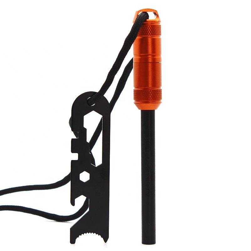 Survival Camping Emergency Aluminium Capsule Handle Magnesium Flint Steel Striker Outdoor Fire Starter Match