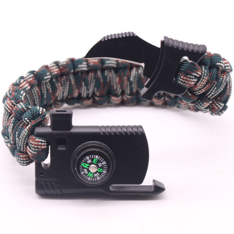 Hiking trekking paracord survival bracelet tactical fire starter bracelet buckles with knife