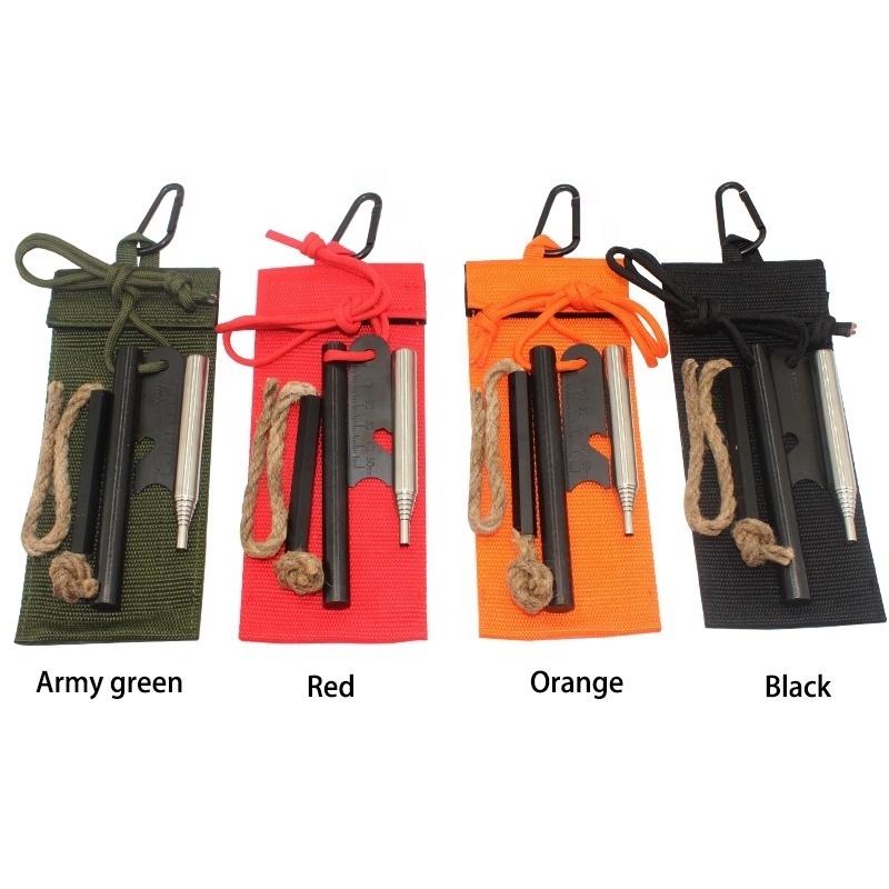 Pocket Camping Essential Emergency Fire Starter Kit Large Ferro Rod Survival Stuff Firestarter Pouch