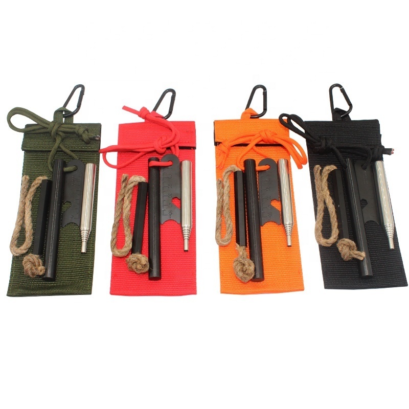 Other Camping Accessories Ferro Rod Firelighter Kit Survival Fire Starter with Fire Blower Tinder