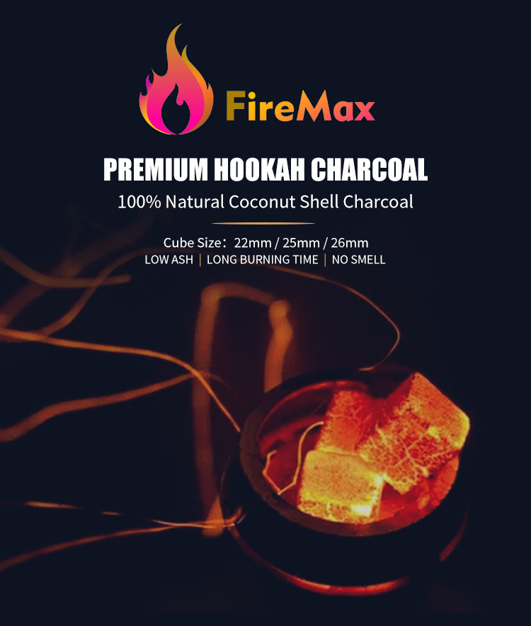 FireMax Wholesale Coconut Charcoal Shisha Nature Coconut Coal Hookah Low Ash Shisha Coconut Charcoal