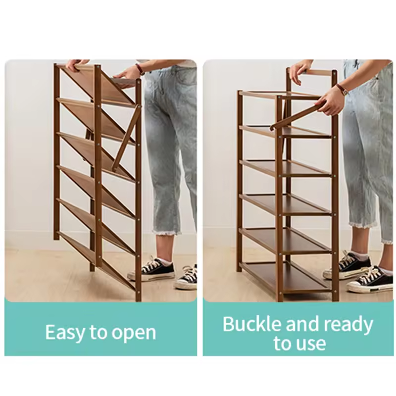 Wooden Shoe Shelf Bamboo 6-tier Shoe Rack shoe cabinet storage