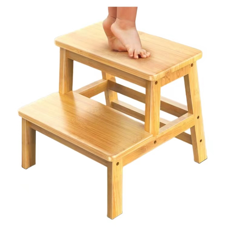 Latest Design Adjustable Two Step Wooden Stool Wooden Toddler Step Stool Climbing Ladders for Kids