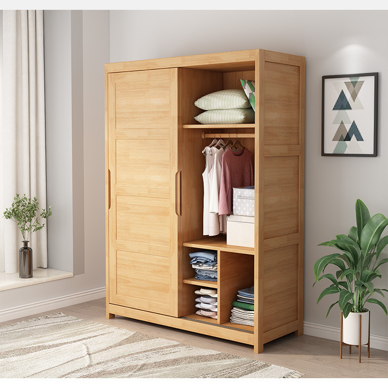 New Design Solid Wood Wardrobe Bedroom Cabinet Modern Minimalist Style Furniture