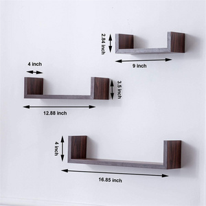 3 Set Floating U Shelves Home Decor Floating Shelf/ solid wooden Wall Mount Floating Shelves