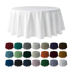 Washable Custom Round Polyester Circular Table Cover White Table Cloths Tablecloths for Event Wedding Hotel Party Restaurant