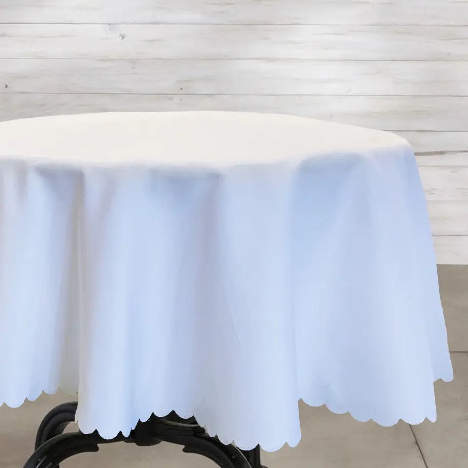 Washable Custom Round Polyester Circular Table Cover White Table Cloths Tablecloths for Event Wedding Hotel Party Restaurant