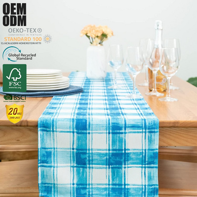 100% Polyester Waterproof Washable Printing Luxury Table Runner Linen Outdoor Table Runner For Wedding Dining Table