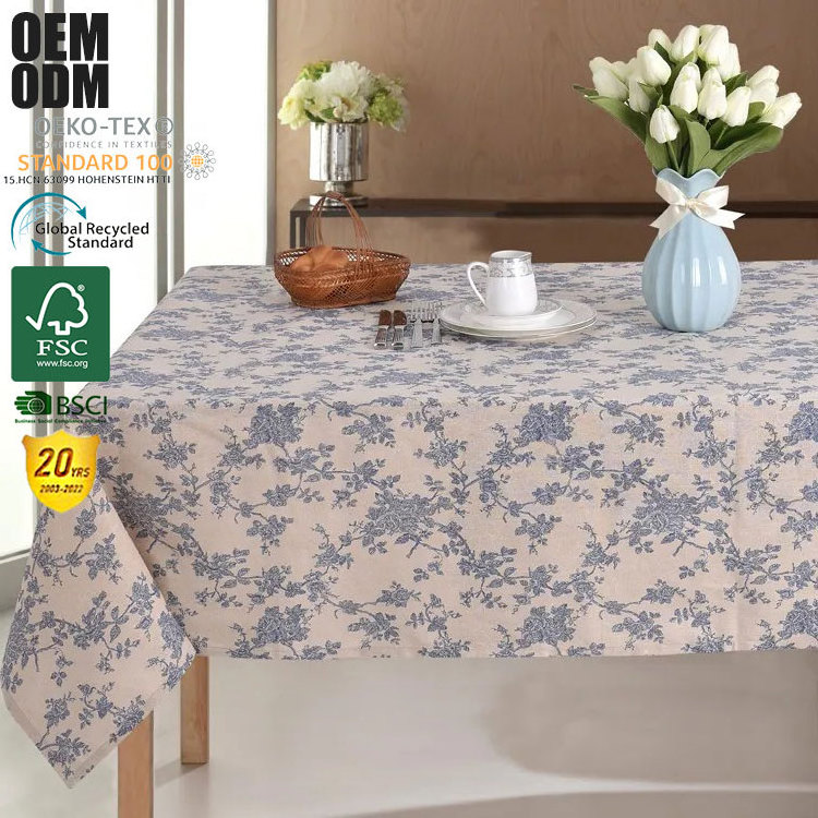 Retro Vintage Custom Printed Cotton Linen Rectangle Square Polyester Floral Tablecloth Table Cloth For Home Kitchen Dinner